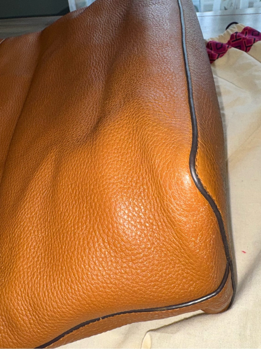 Tory Burch Taylor Leather Tote with Tassel, Cognac - Picture 10 of 13
